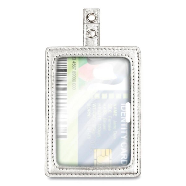 Consol Stamp 2.5 x 4 in. Myid Vertical & Horizontal Leather ID Badge Holder, Silver 75004
